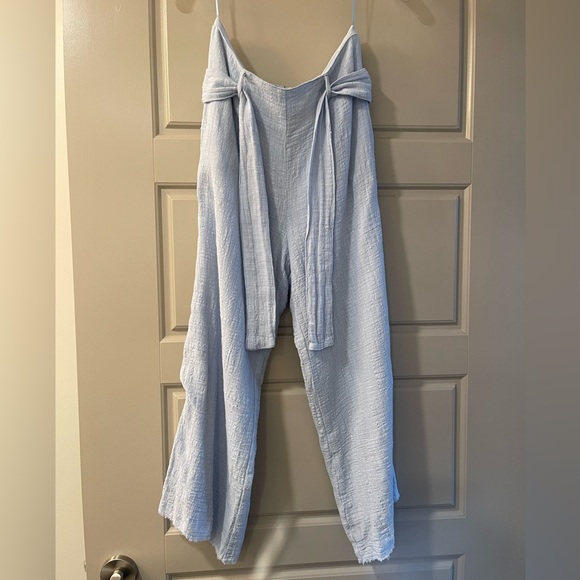 Pastel Blue Linen Mid-Length Skylar + Madison Pants - S - Picture 2 of 7